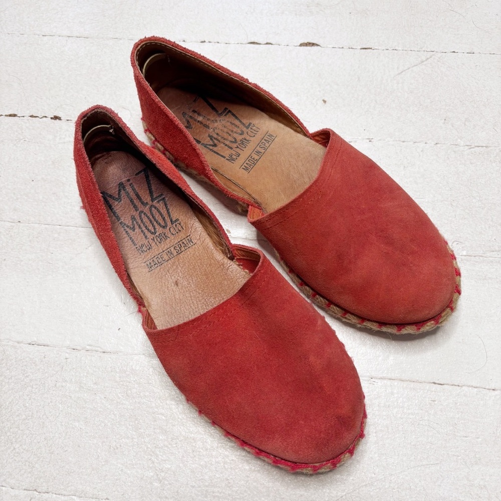 Miz Mooz Carmena Suede Flats Rubber Sole Jute Size 37